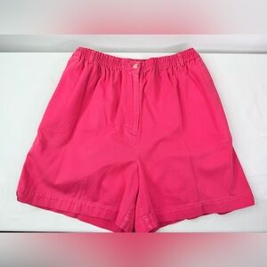 Talbots High Waist Vibrant Pink Bermuda Shorts Elastic Size Large